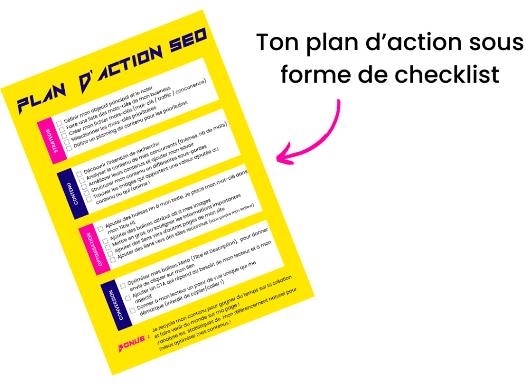 Télécharge ton plan d'action SEO sous forme de checklist en remplissant le formulaire ci-dessous