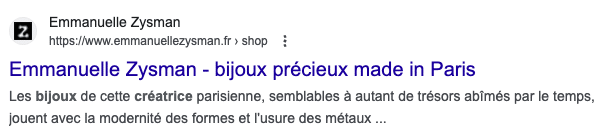 Capture d'écran d'un meta description pour exemple - Fiche Produit Collier