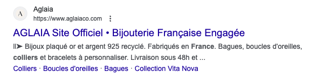 Capture d'écran d'un meta description pour exemple - Fiche Produit Collier