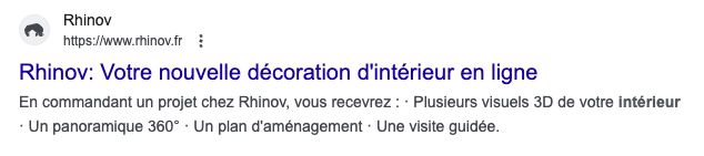 Capture d'écran d'un meta description pour exemple - Décoratrice d'intérieur