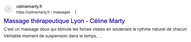 Capture d'écran d'un meta description pour exemple - Masseuse